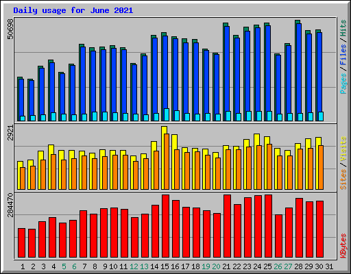 Daily usage for June 2021
